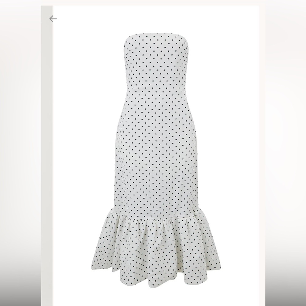 NWT Odd Muse White Polka Dot Strapless Peplum Dress - Picture 4 of 5